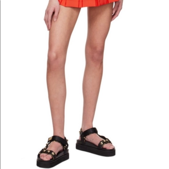 VERSACE GOLD STUDDED SANDALS , BLACK & BAROQUE PRINT WITH CHUCKY SOLES - Picture 3 of 16